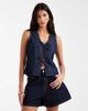 Vero Moda Vero Moda tie front sleeveless denim top in dark rinse wash-Navy - 1