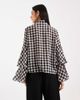 Vero Moda Vero Moda tie neck gingham blouse with tiered cuffs in black and white - 3