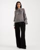 Vero Moda Vero Moda tie neck gingham blouse with tiered cuffs in black and white - 4