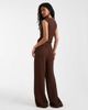 Vero Moda Vero Moda tie waist textured wide leg pants in cocoa brown - part of a set - 4