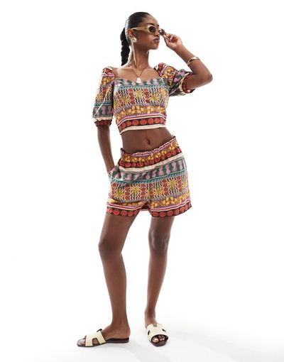 Vero Moda Vero Moda tropical summer printed shorts in multicolor - part of a set