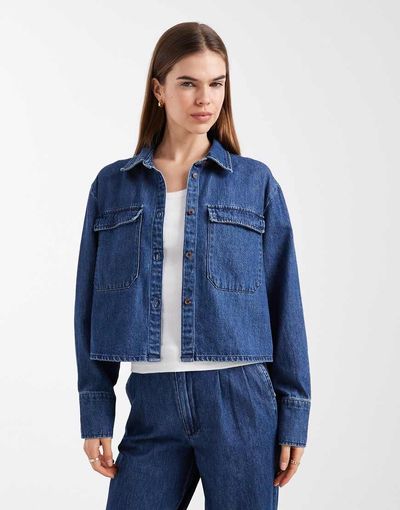 Vero Moda Vero Moda utility pocket denim shirt in medium blue denim - part of a set