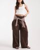 Vero Moda Vero Moda Valeria mid rise wide leg pull-on jeans in chocolate wash-Brown - 1