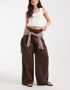 Vero Moda Vero Moda Valeria mid rise wide leg pull-on jeans in chocolate wash-Brown