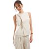 Vero Moda Vero Moda vest with tie front detail in cream - part of a set-Neutral - 1