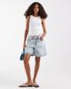 Vero Moda Vero Moda Wien mid rise belted denim shorts in light blue wash - 1
