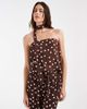 Vero Moda Vero Moda woven bandeau top with scarf detail in chocolate and white polka dots - part of a set-Brown - 1