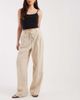 Vero Moda Vero Moda woven pleat front tailored pants with tie waist in stone-Neutral - 2
