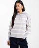 Vero Moda Vero Moda zip through sweater in light gray with cream stripes - 1