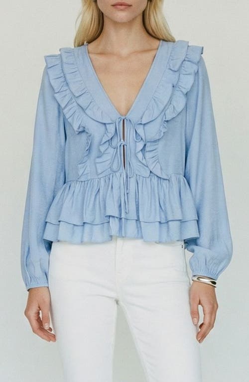 VERO MODA VERO MODA Zoey Ruffle Peplum Chambray Top