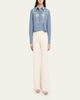 Veronica Beard Aderes Embroidered Cropped Cotton Shirt - 2