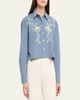Veronica Beard Aderes Embroidered Cropped Cotton Shirt - 4