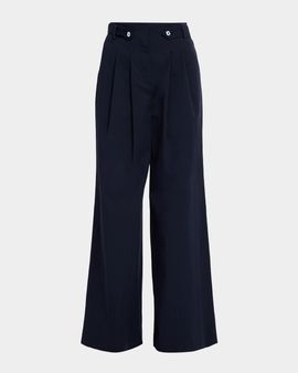 Veronica Beard Allman Pleated Wide-Leg Pants