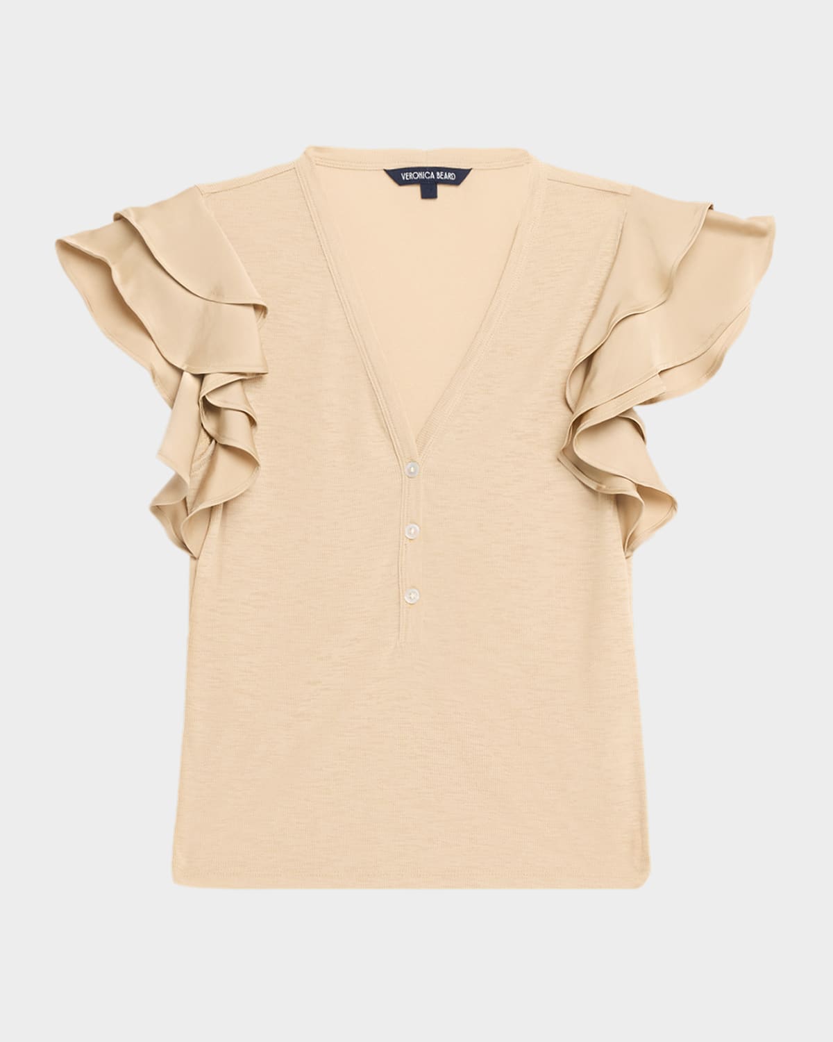 Veronica Beard Aphrodite Flutter-Sleeve Top