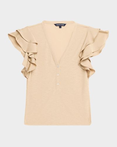 Veronica Beard Aphrodite Flutter-Sleeve Top