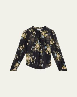 Veronica Beard Ashlynn Floral Silk Blouse
