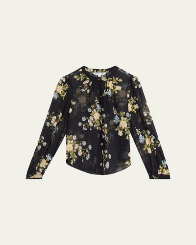 Veronica Beard Ashlynn Floral Silk Blouse