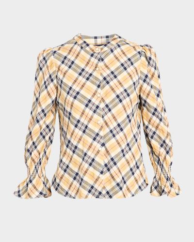 Veronica Beard Ashlynn Plaid Cotton-Blend Blouse