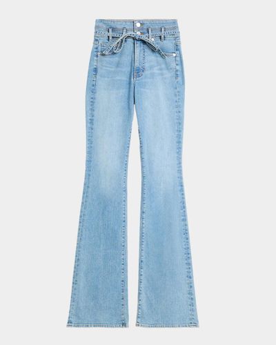 Veronica Beard Beverly Belted High-Rise Flare Jeans