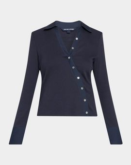 Veronica Beard Brenner Asymmetric Button-Front Top