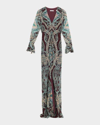 Veronica Beard Daciana Silk Long-Sleeve Dress