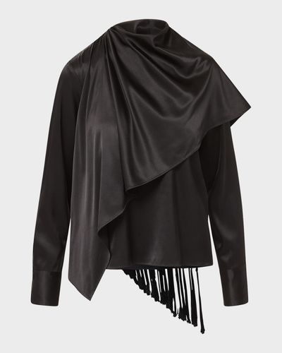 Veronica Beard Daleney Draped Silk Scarf Blouse
