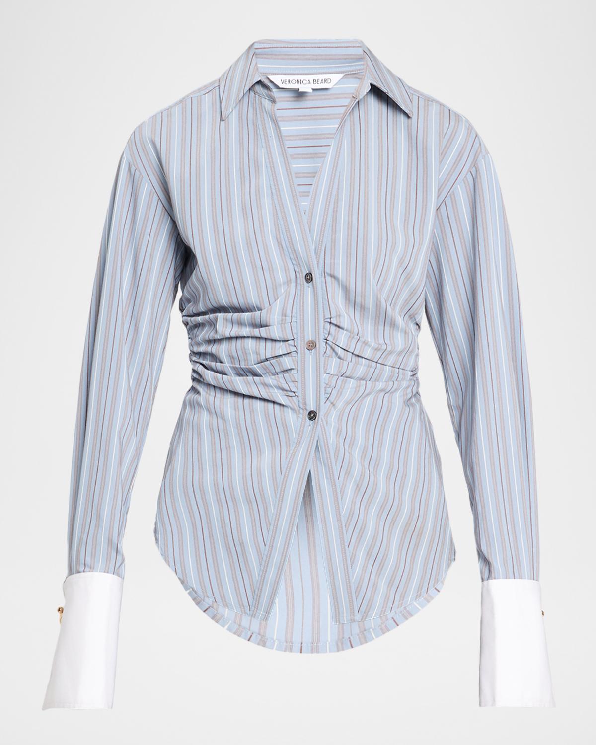 Veronica Beard Devra Striped Button-Front Shirt