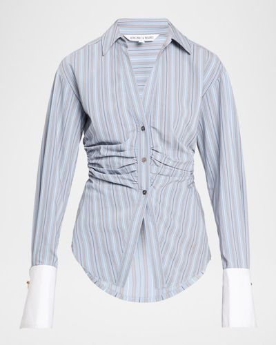 Veronica Beard Devra Striped Button-Front Shirt