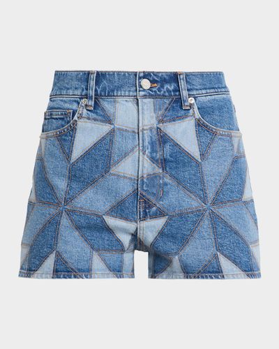 Veronica Beard Elijah Geometric Quilt Denim Shorts