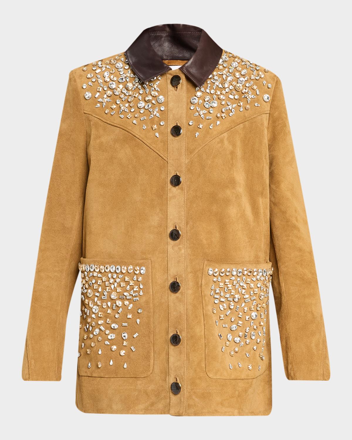 Veronica Beard Embellished Shan Suede Jacket