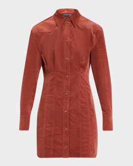 Veronica Beard Evren Corduroy Mini Shirtdress