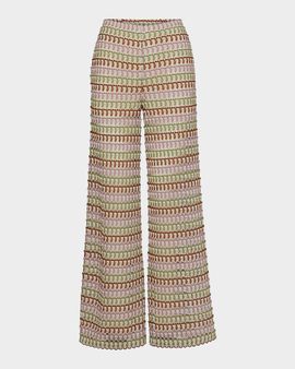 Veronica Beard Fatima Striped Crochet Wide-Leg Pants