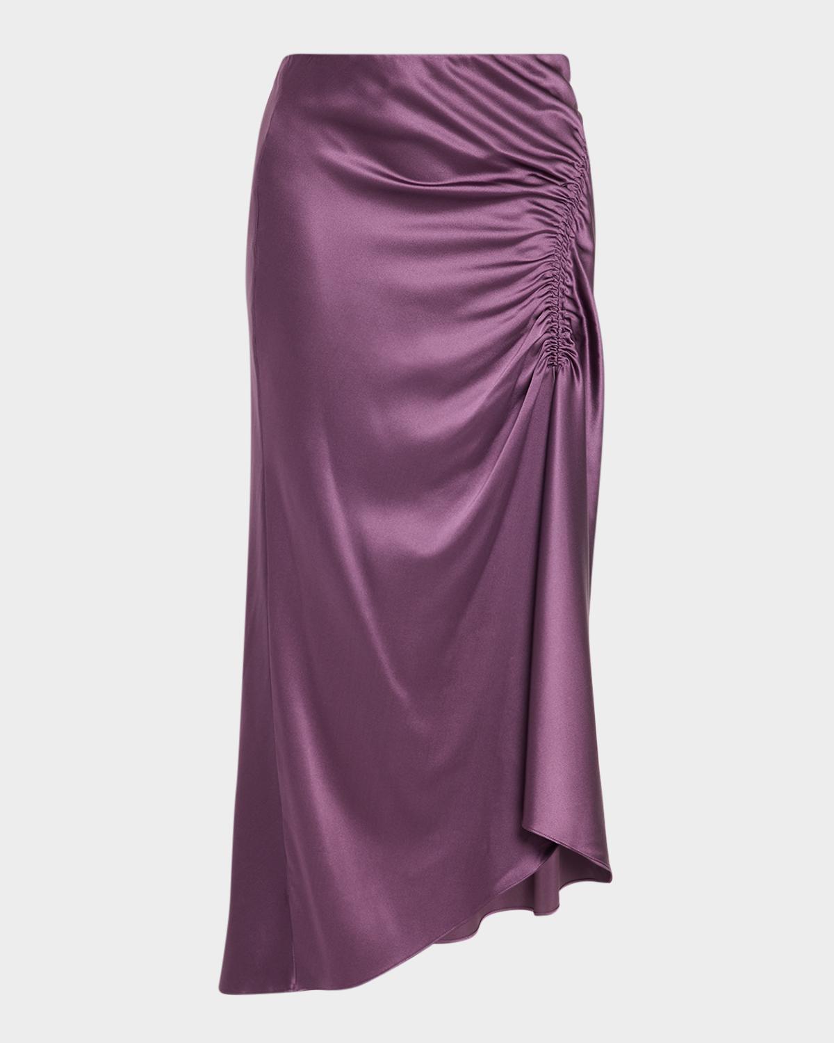 Veronica Beard Felecia Ruched Satin Skirt