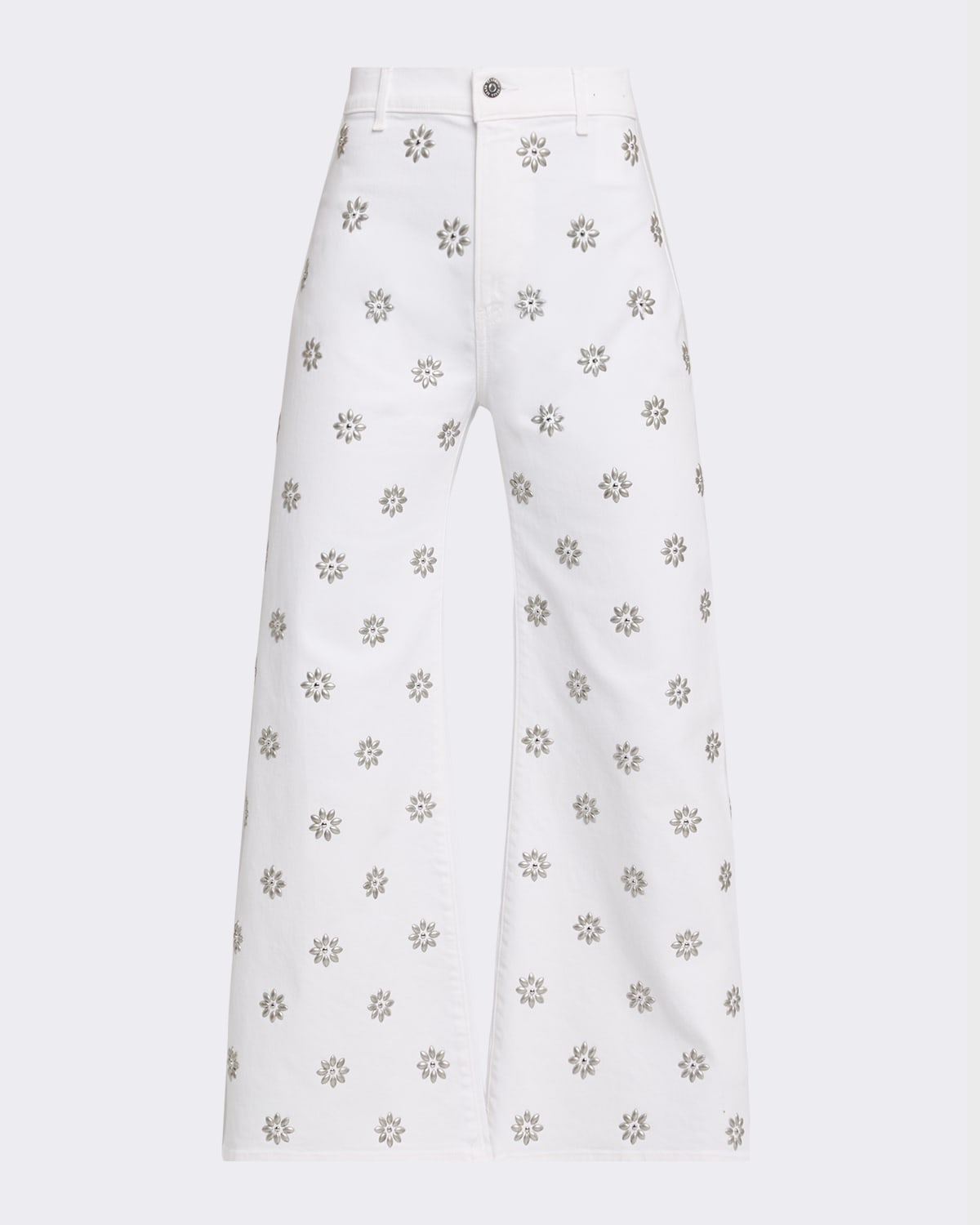 Veronica Beard Grant High-Rise Embellished Wide-Leg Jeans