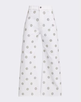 Veronica Beard Grant High-Rise Embellished Wide-Leg Jeans