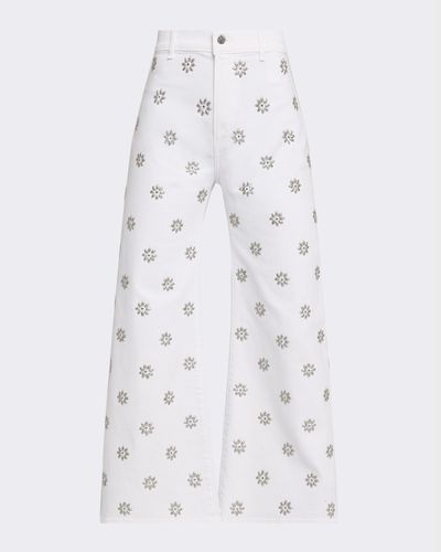 Veronica Beard Grant High-Rise Embellished Wide-Leg Jeans