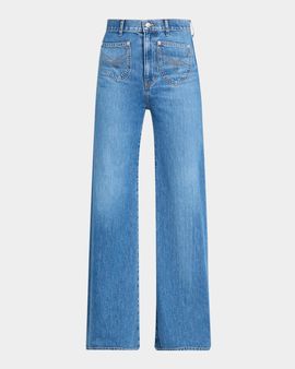 Veronica Beard Grant Western Wide-Leg Jeans