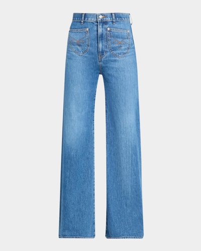 Veronica Beard Grant Western Wide-Leg Jeans
