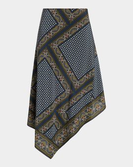 Veronica Beard Hartley Bandana Asymmetric Midi Skirt