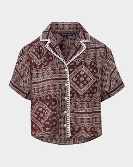Veronica Beard Ilene Printed Cotton-Blend Top