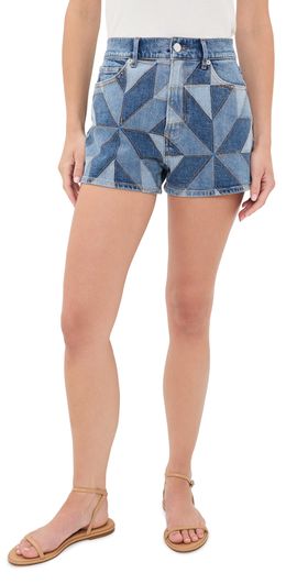 Veronica Beard Jean Veronica Beard Jean Elijah Quilt-Print Shorts Prism Blue
