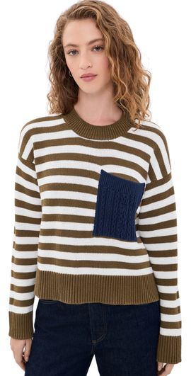 Veronica Beard Jean Veronica Beard Jean Emile Pullover Military Olive/Dove/Heritage