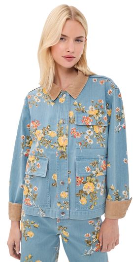 Veronica Beard Jean Veronica Beard Jean Leighton Floral Denim Jacket Garden Bouquet