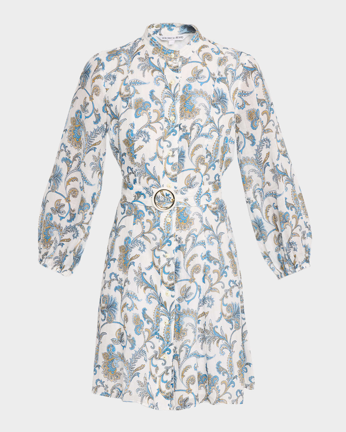 Veronica Beard Kumar Belted Paisley-Print Mini Dress