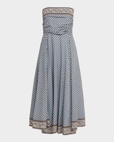 Veronica Beard Lana Smocked Scarf-Print Midi Dress