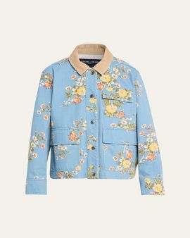 Veronica Beard Leighton Floral Denim Barn Jacket