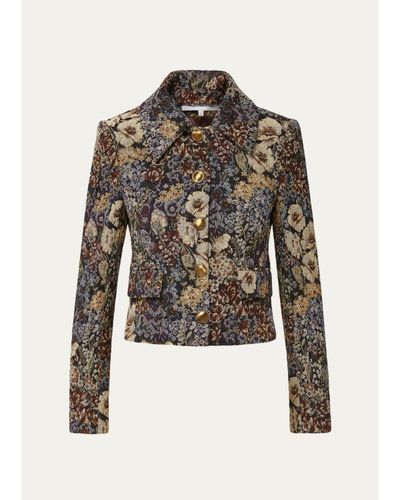 Veronica Beard Mabel Floral Tapestry Brocade Cropped Jacket