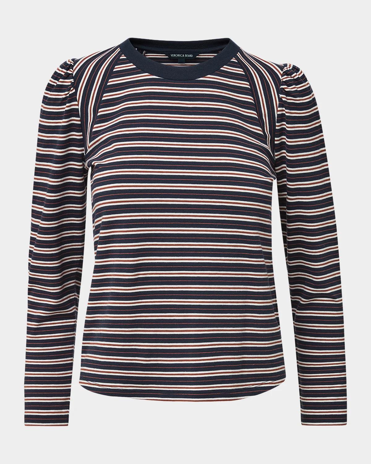 Veronica Beard Mason Striped Crewneck Baseball T-Shirt