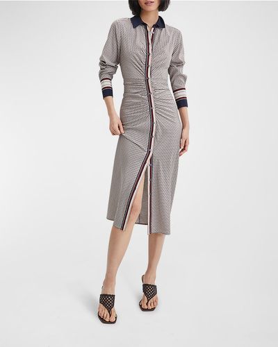 Veronica Beard Mesika Button-Front Chevron Midi Shirtdress