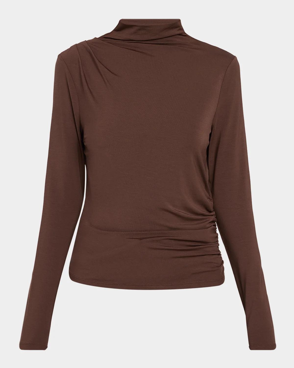 Veronica Beard Mylie Draped High-Neck Top